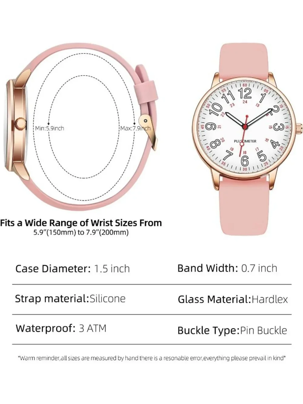Unisex Rose Gold Waterproof Analog Luminouse Easy Read Dial Quartz Wrist Watch